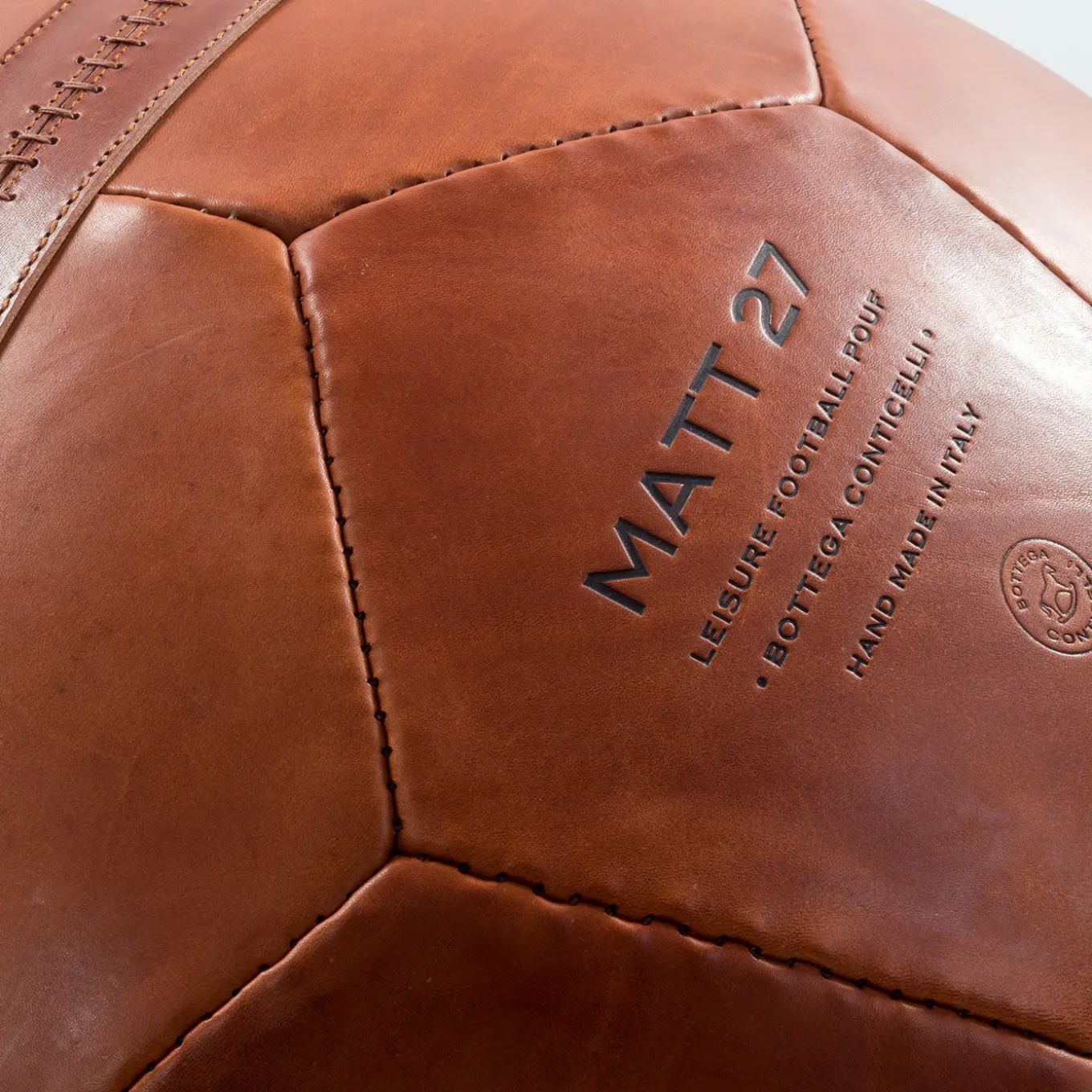 Large Soccer Ball Pouf Brown