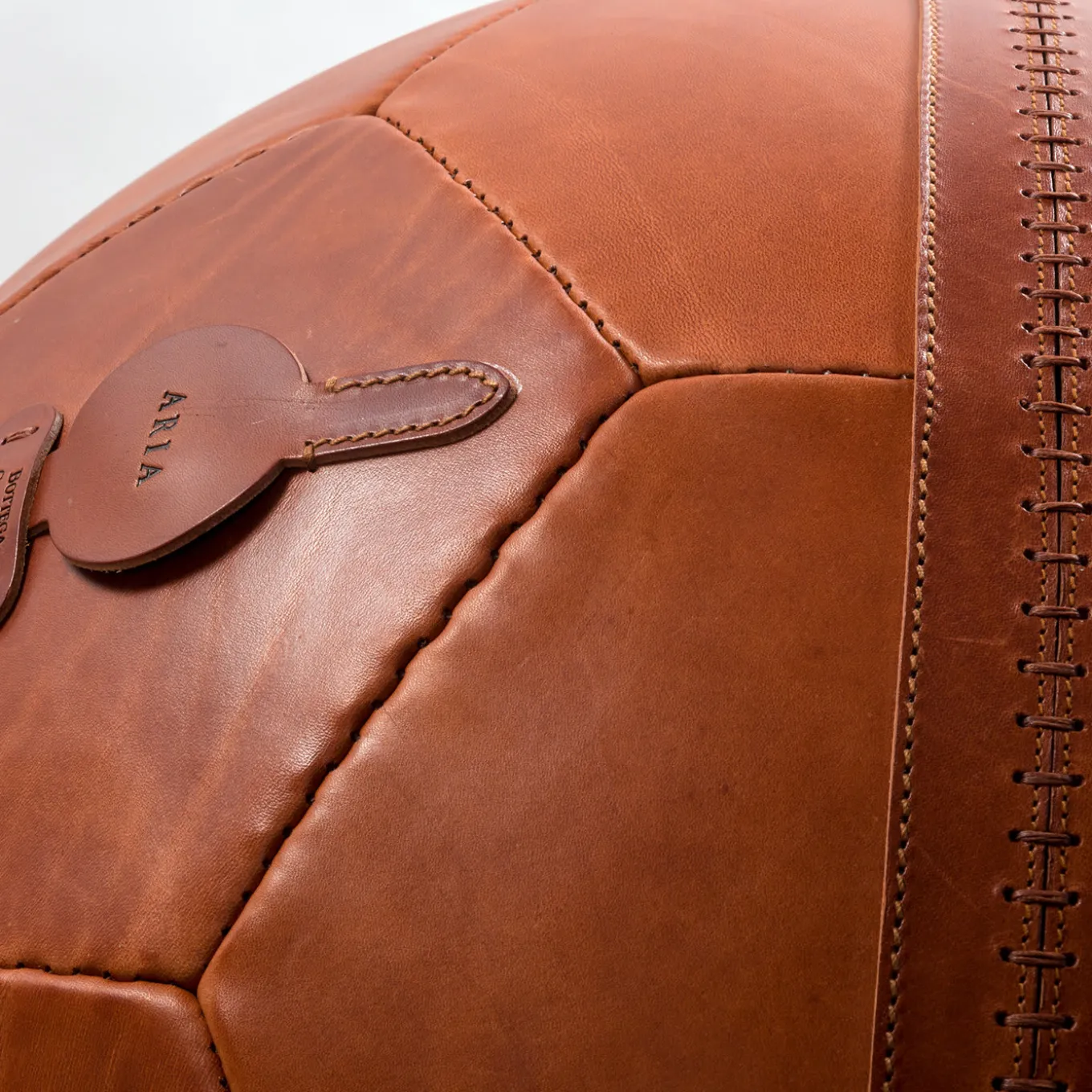 Large Soccer Ball Pouf Brown