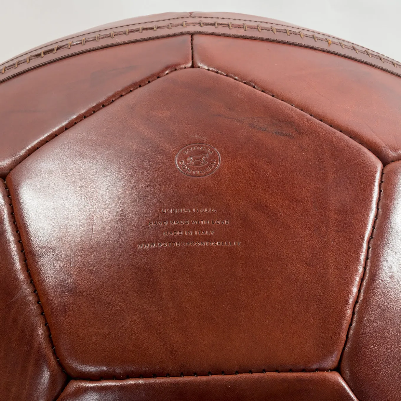 Large Soccer Ball Pouf Brown