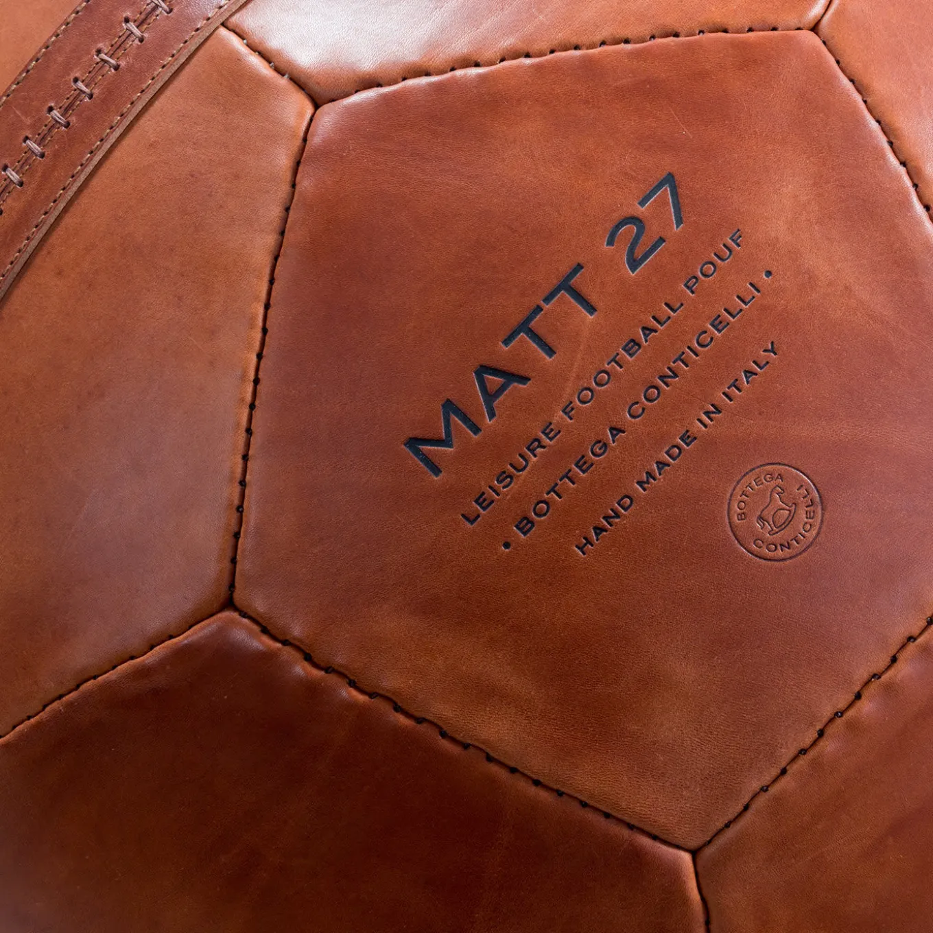 Large Soccer Ball Pouf Brown