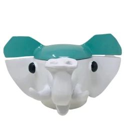 Large Water Green and White Elephant Container with Lid