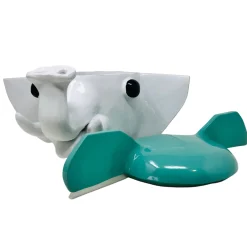 Large Water Green and White Elephant Container with Lid