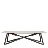 Larte 260 Recatangular travertine stone and brown steel outdoor dining table