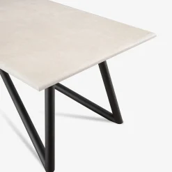 Larte 260 Recatangular travertine stone and brown steel outdoor dining table