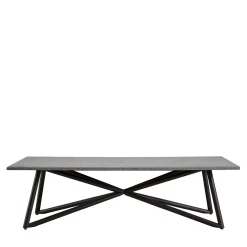 Larte 260 Rectangular gray peperino stone and brown steel Outdoor dining table