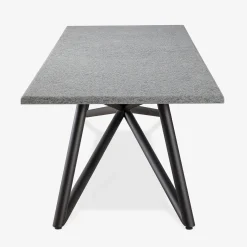 Larte 260 Rectangular gray peperino stone and brown steel Outdoor dining table