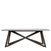 Larte 200 Rectangular Gray Peperino Stone and Brown Steel Outdoor Dining Table
