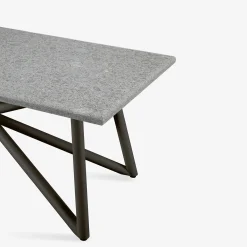 Larte 200 Rectangular Gray Peperino Stone and Brown Steel Outdoor Dining Table