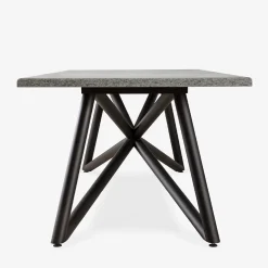 Larte 200 Rectangular Gray Peperino Stone and Brown Steel Outdoor Dining Table
