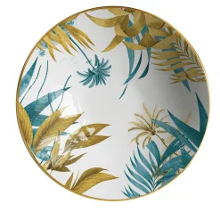 Las Palmas Big Porcelain Bowl With Yellow And Blue Palms