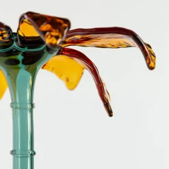 Las Palmas Green and Orange Blown Glass Dessert Stand