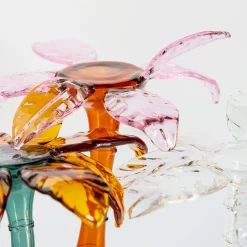 Las Palmas Green and Orange Blown Glass Dessert Stand