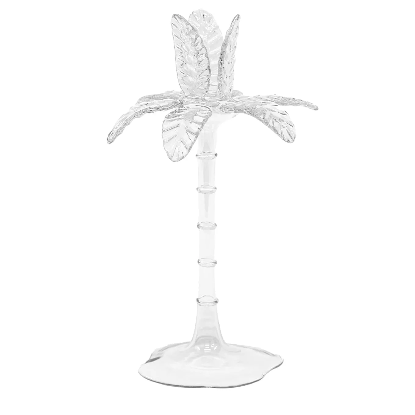 Las Palmas Large Transparent Blown Glass Candle Holder
