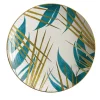 Las Palmas Porcelain Soup Plate with blue/yellow palm leaves #6