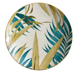 Las Palmas Porcelain Soup Plate with blue/yellow palm leaves #1
