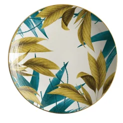 Las Palmas Porcelain Soup Plate with blue/yellow palm leaves #4