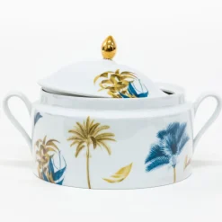 Las Palmas porcelain Tureen with yellow/blue palms