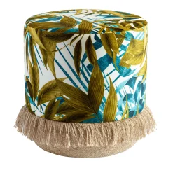 Las Palmas Pouf with palm leaves and basket base