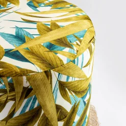 Las Palmas Pouf with palm leaves and basket base
