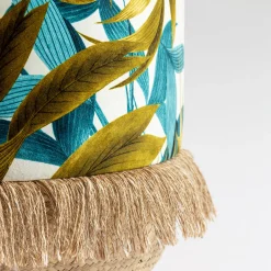 Las Palmas Pouf with palm leaves and basket base