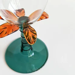 Las Palmas Set Of 6 Blown Glass Wine Glasses With Palm Tree Shape