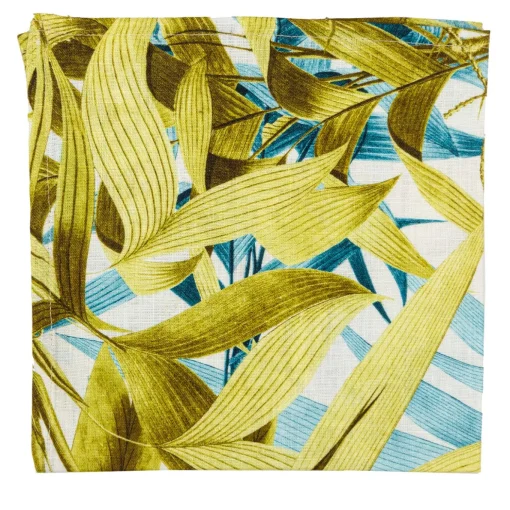 Las Palmas Set Of 6 Linen Napkins With Palm Leaves