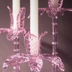 Las Palmas Set Of 3 Pink blown glass Candle Holders