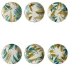 Las Palmas Set Of 6 Porcelain Soup Plates With Blue/Yellow Palm Leaves