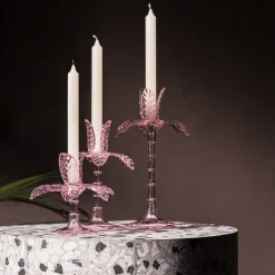 Las Palmas Small Pink blown glass candle holder