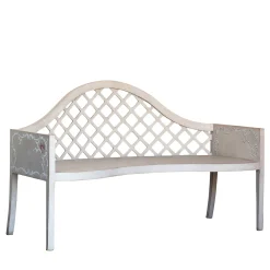 Lavaredo Settee Textural White and Tulips Decors Bench