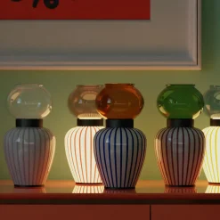 Layla Yellow Striped Table Lamp by Serena Confalonieri