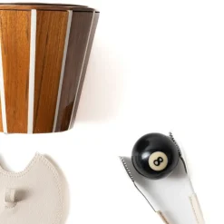 LD Teak Ice Bucket with Lid and Tongs