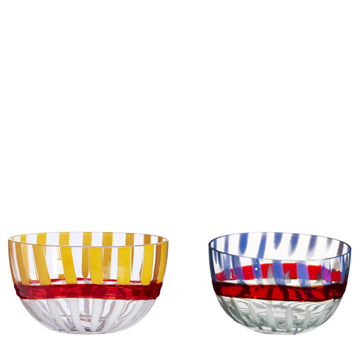 Le Diverse Set of 2 Multicolor Striped Bowls