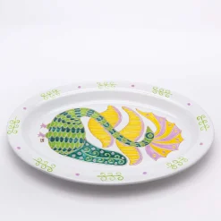 Le Fenici Oval Green and Yellow Tray