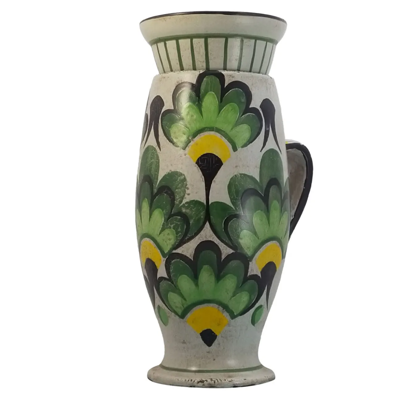 Leaf Green Ceramic Vase with Lid With Botanical Design