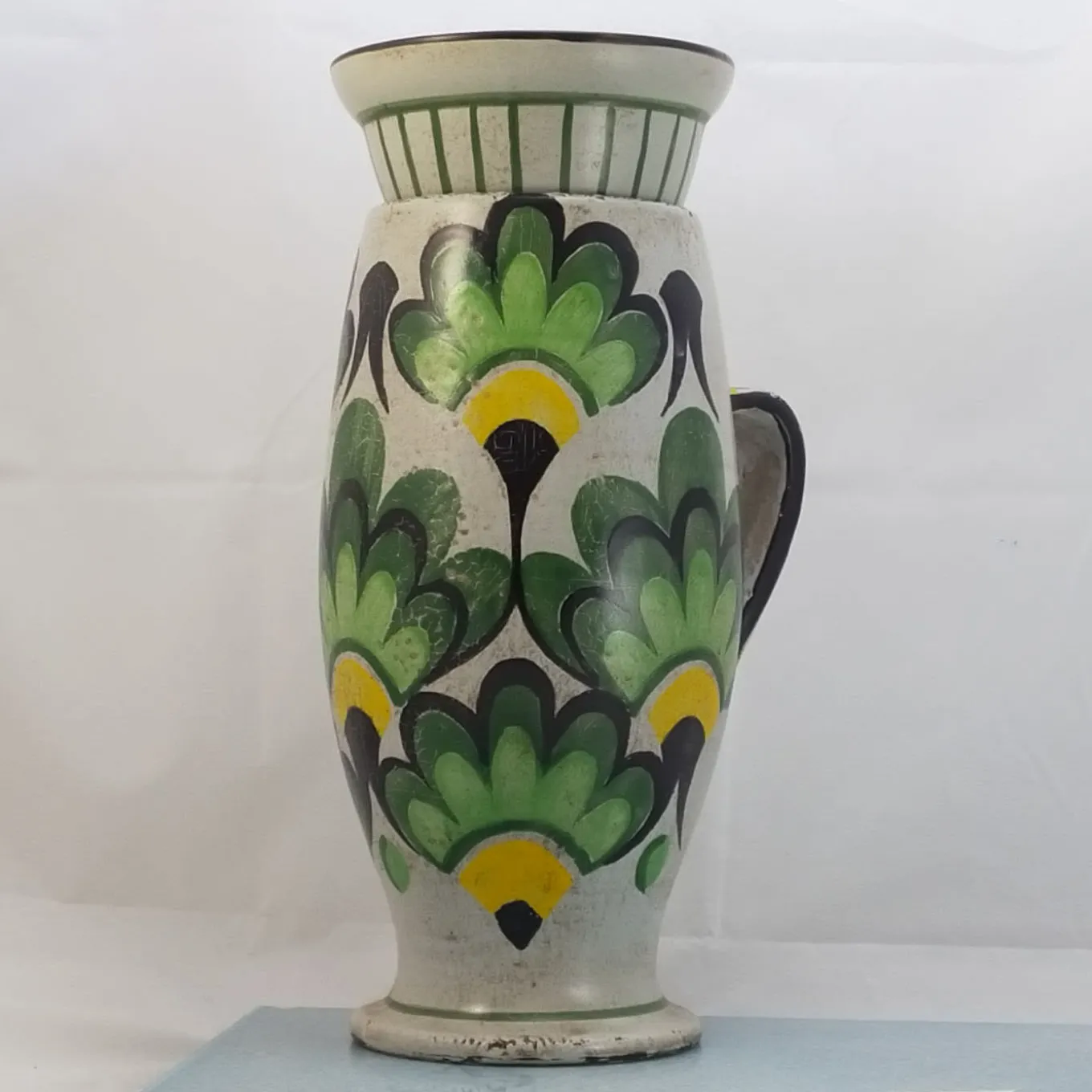 Leaf Green Ceramic Vase with Lid With Botanical Design