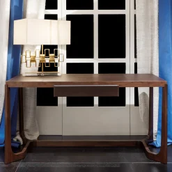 Leather and Walnut Writing Desk