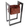 Leather Basket with Stand Dark Brown