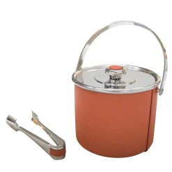 Leather Ice Bucket in Orange