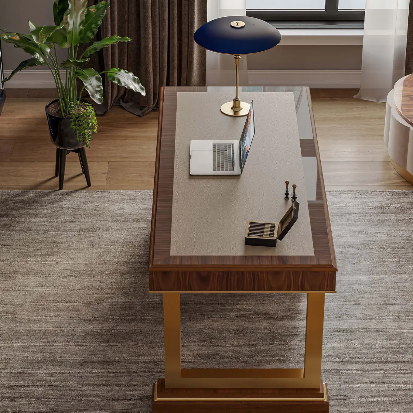 Leather Top & rosewood Writing Desk from Studio Privè Collection