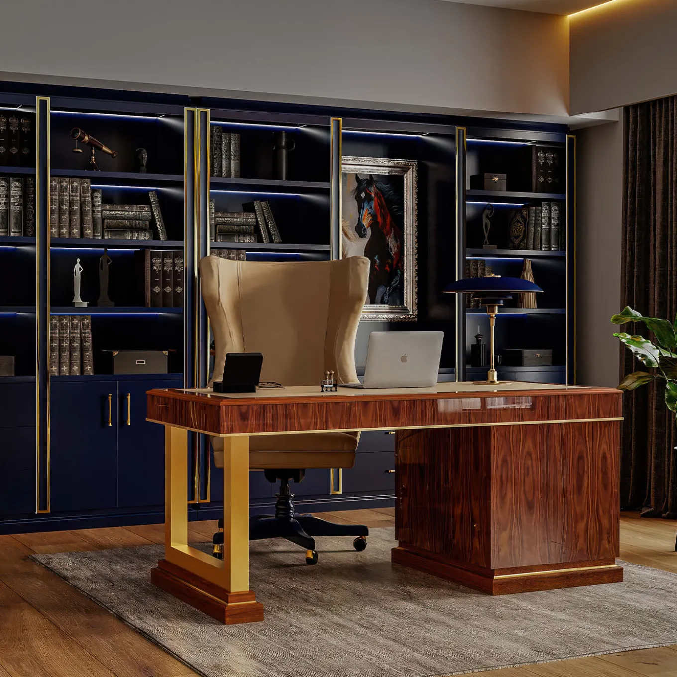 Leather Top & rosewood Writing Desk from Studio Privè Collection