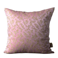 Ledbetter Square Floral Pink & Golden Jacquard Cushion