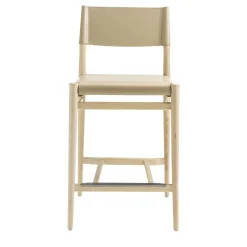 Ledermann Scandinavian Cream Leather Strap Counter Stool Tom Kelley