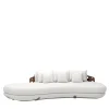 Lee Brown Leather & White Fabric Large Sofa by Pulina Exclusive Interiors