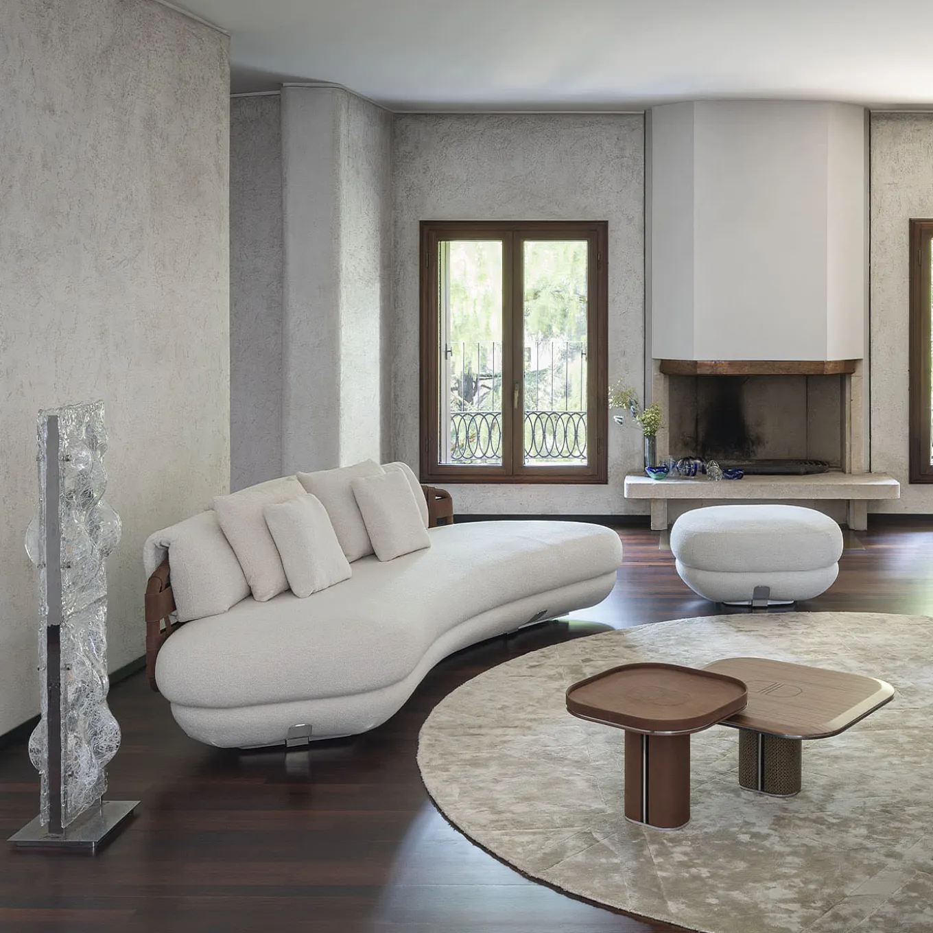 Lee Brown Leather & White Fabric Large Sofa by Pulina Exclusive Interiors