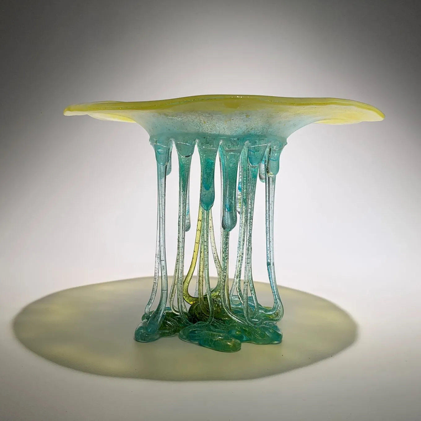 Lemon Fresh Aqua Blue And Green Glass Sculpture