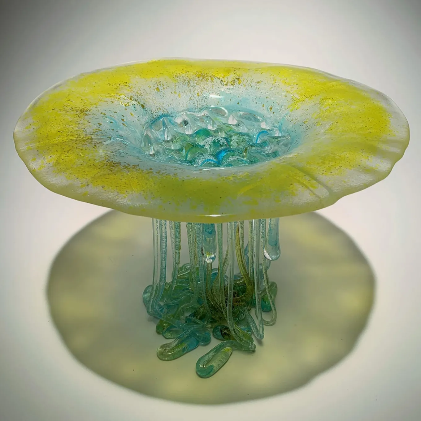 Lemon Fresh Aqua Blue And Green Glass Sculpture