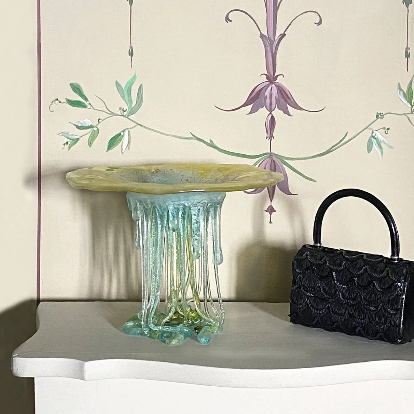 Lemon Fresh Aqua Blue And Green Glass Sculpture