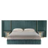 Leonardo Blue-Green Fabric And Golden Steel Bed