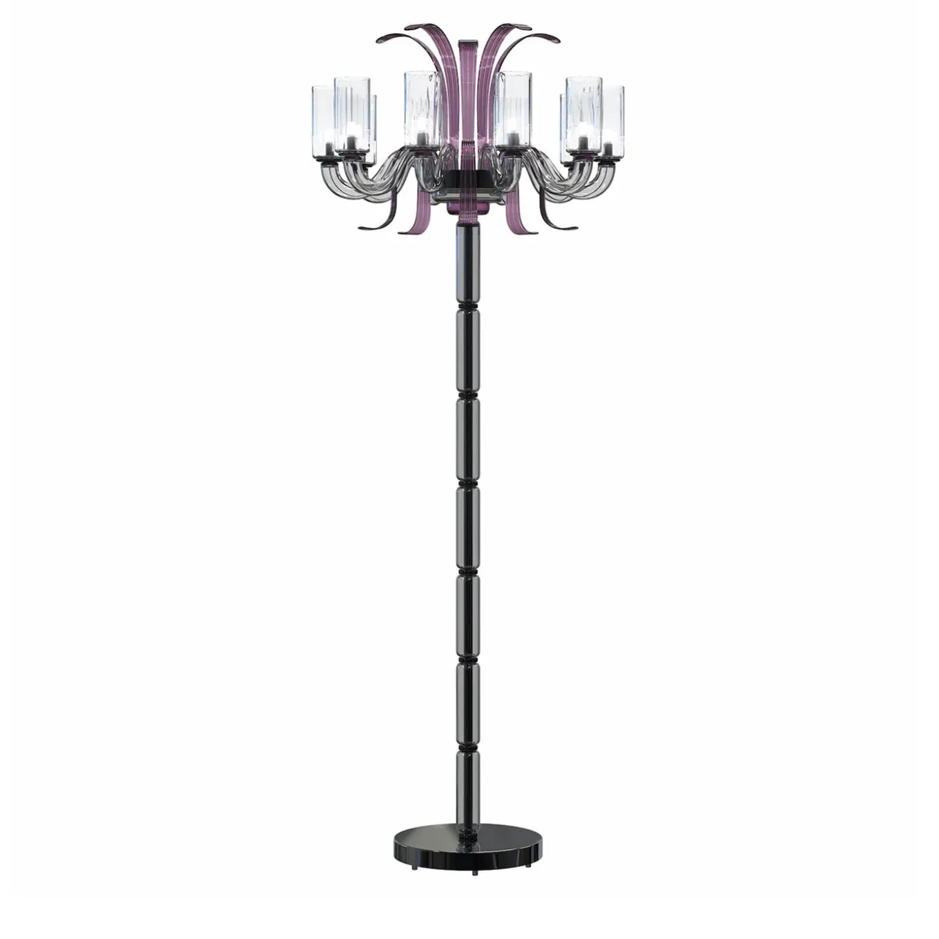 Leonardo 10-light Gray and Purple Murano Glass Floor Lamp